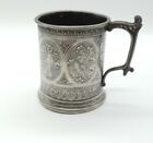 Antique / Vin Indian Silver Plated Miniature Mug Tankard Engraved Animals Birds