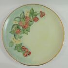 New ListingHand Painted Porcelain STRAWBERRIES Dinner Plate by B Robertson Yellow Gold Rim
