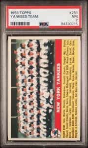1956 Topps Yankees Team Card PSA 7 NM (JUST GRADED) GRAY Back #251 Mickey Mantle
