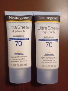 2xNeutrogena Ultra Sheer Dry-Touch SPF 70 Sunscreen Lotion 3oz  Exp 10-2024+