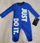 Nike Baby Boy Newborn 0-3/0-6 Month Coverall Footed Pajama One Piece Bib Booties
