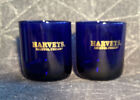 Lot of 2 Harveys Bristol Cream Tumbler Glasses Cobalt Blue  3 1/2