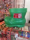 Vintage Christmas Blow Mold Santa Boot by Blinki New Old Stock Green