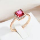 Squre Ring Red Natural Zircon For Women 585 Rose Gold Stamped jewelry Wedding