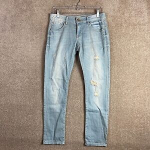 CAbi 748 Brett Boyfriend Jeans Womens Size 2 Blue Light Wash Denim Deconstructed