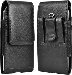 Cell Phone Holster Pouch Leather Wallet Case with Belt Loop Card Holder Cover