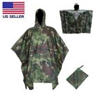 Poncho Military Woodland Ripstop Wet Weather Raincoat Camo For Camping Hiking