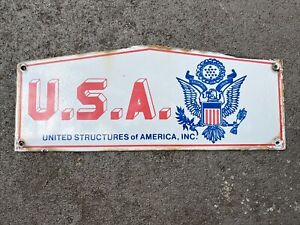 New ListingVintage U.S.A. United Structures Of America, Inc. Porcelain Sign