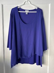 Catherines Womens 3/4 Sleeve Ruffled Asymmetrical Overlay Top Size 4X Violet