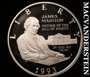 1993-S James Madison Commemorative Silver Half Dollar - Gem Proof Lustrous #V761