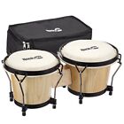 RockJam 7 and 8 Bongo Drum Set with Padded Bag and Tuning Key Natural