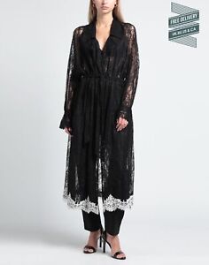 RRP€650 ANNA MOLINARI Lace Trench Coat IT40 US4 UK8 S Black Belted Made in Italy