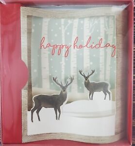 Holiday Style Christmas Cards Boxed 6pk w/ Envelopes Happy Holidays Deer Snow 3D