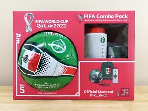 FIFA WORLD CUP Combo Pack MEXICO - Size 5 Soccer Ball, Sling Bag, Bottle, Pump