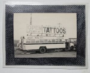 original antique vintage tattoo mobile van bus shop tattooed art photo 5x6 +lam