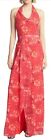 Halston Heritage Women's Halter Gown Maxi Dress Size 4 Poppy Print $179 NWT