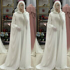 Muslim Wedding Dresses Chiffon With Cape Lace Appliques Long Sleeve Floor Length
