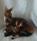 Keramos VTG Porcelain Figurine Mother Deer & Fawn Sculpture Austria
