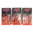 3 JVC Blank VHS Tape T-120 SX • 6 Hours High Performance NEW SEALED