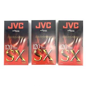 New Listing3 JVC Blank VHS Tape T-120 SX • 6 Hours High Performance NEW SEALED