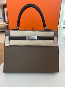 Brand New Authentic Hermes Kelly 25 Tri-Color Sellier with Palladium hardware