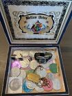 Amazing junk drawer lot With coins, Watch, Cuff links, And More In Cigar Box