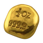 1/2 Troy Oz 9999 Fine Solid Gold Hand Poured Hallmarked Round Bar Ingot
