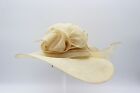 Appealing Womens Ivory Hat Burlap Style Material Suzanne Couture Millinery NY