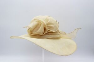 Appealing Womens Ivory Hat Burlap Style Material Suzanne Couture Millinery NY