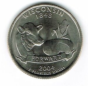 2004-P Philadelphia Brilliant Uncirculated Wisconsin 30TH State Quarter Coin!