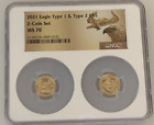 2021 Eagle Type 1 and 2 Gold $5 2-coin set MS 70