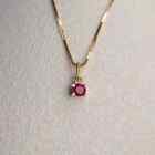 1Ct Round Cut Lab Created Pink Ruby Women's Charm Pendant 14K Yellow Gold Plated