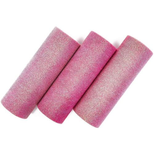 3 Tulle Rolls Pink Tulle Fabric Roll with Glitter for Wedding Décor 6