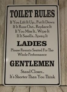 Toilet Rules Tin Sign Please Keep Bathroom Clean Humor Funny Rustic Look Decor