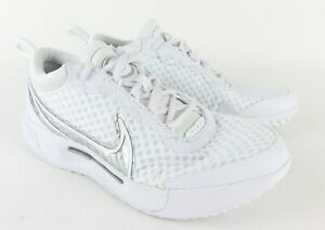 Women's Nike DH0990-101 Court Zoom Pro Running Shoes White/Silver .