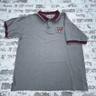 Vintage Virginia Tech Hokies Polo Shirt Men 2XL XXL Gray Red Cotton Rugby Y2K