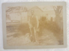Vintage Cabinet Card Photo-Man and Dog - Outside setting