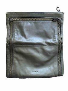 Original Christopher Kon Zippered Leather Fold Over Clutch Bag - Crocodile Green