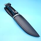Fixed Blade Knife Sheath Black Leather Belt Case Pouch 11