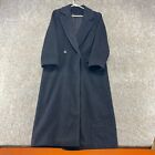 VINTAGE Wool Trench Coat Womens 10 Black Pure Long Double Breasted Thick 80s