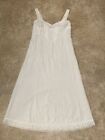 Vintage Cotton Polyester White Full Slip-32-Made In USA-Lace Accents