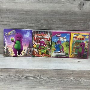 Lot Of 3 DVDs 1 Book Barney Rhyme Time,a Very Merry Christmas,Barney’s House