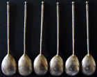 Set of Six Old Russian Silver Hand Engraved Spoons Marked 875
