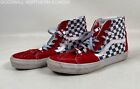 Men's VANS Red Blue/White Checkered Skate Shoes Sneakers, Size 10.5
