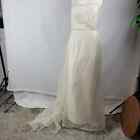 Birnbaum & Bullock Womens Bridal Gown Size 10 Ivory Silk Strapless Rhinestones