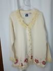 Storybook Knits Embroidered Cardigan Womens Large Floral Grannycore Vintage