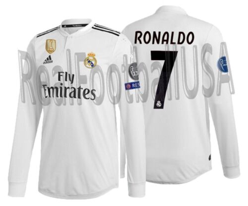 ADIDAS RONALDO REAL MADRID AUTHENTIC MATCH UCL LONG SLEEVE HOME JERSEY 2018/19