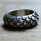 Vintage Silver Dragon Scales Ring Animal Feathers Ring Men Women Jewelry Sz 7-12