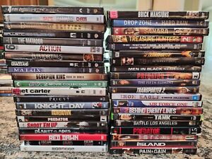 Large Lot of 68? Action Adventure DVD 3 of Which Escape Plan 1,2,3 Blu-Ray Used