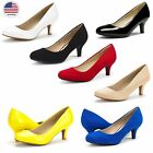 Womens Low Heel Pump Shoes Round Toe Slip On Wedding Party Dress Pump Shoes